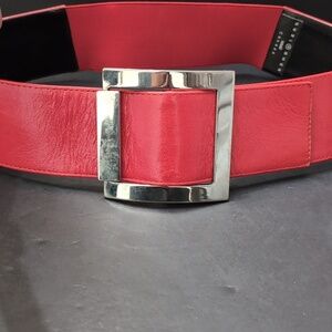 Suzi Roher Women's Red Stretch Belt With Metal Buckle,Size S.